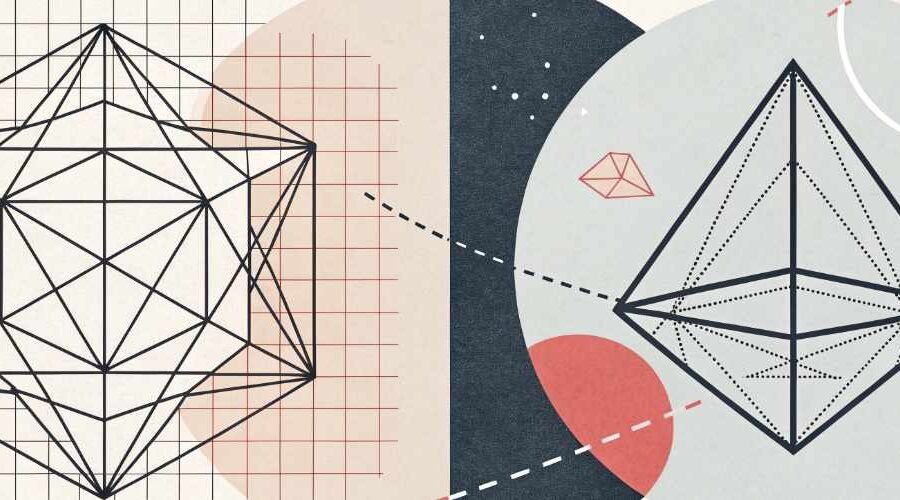 A modern abstract illustration showing the same geometric shape interpreted two different ways — one precise and technical, the other loose and intuitive — symbolizing how humans and AI view the same task through different lenses.