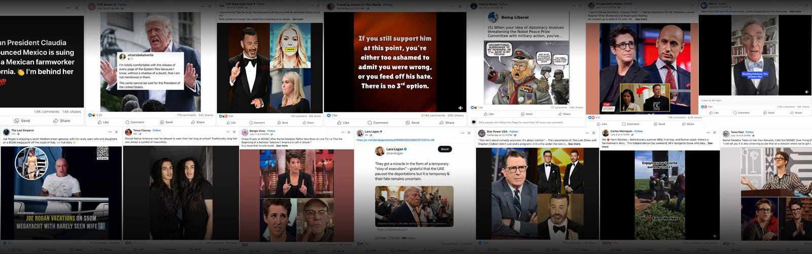 Montage of various Facebook "stories" from my Facebook feed designed to elicit a response